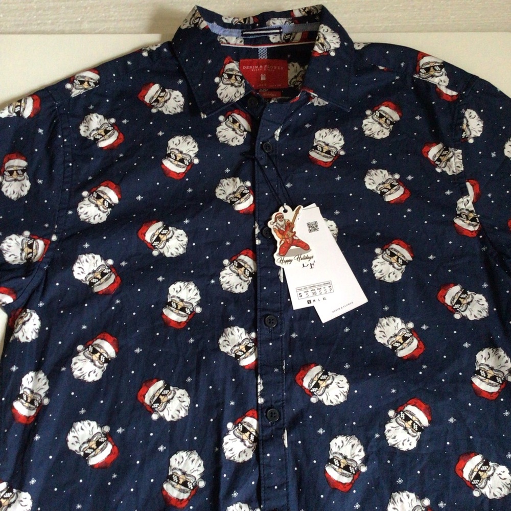 Denim & Flower Santa Sunglasses Snowflakes Shirt